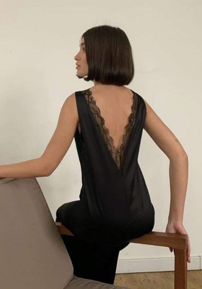 Black Satin Midi Dress