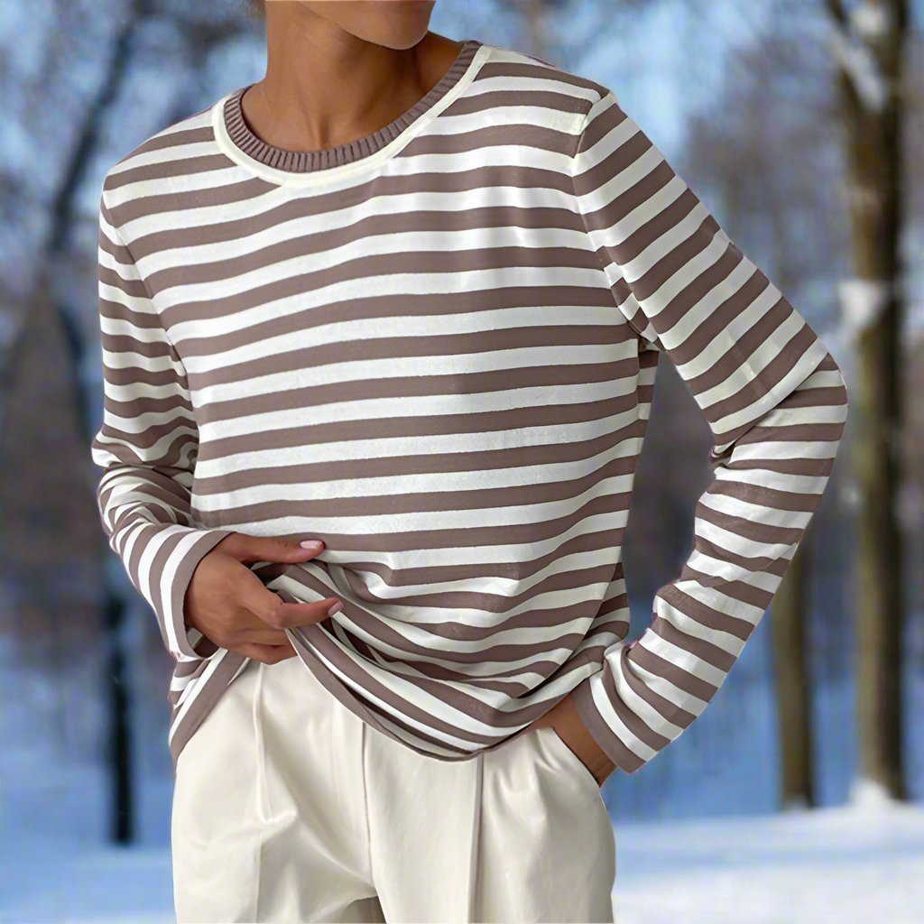 Gail | Striped Cotton Long Sleeve T-Shirt for Women - Image 2