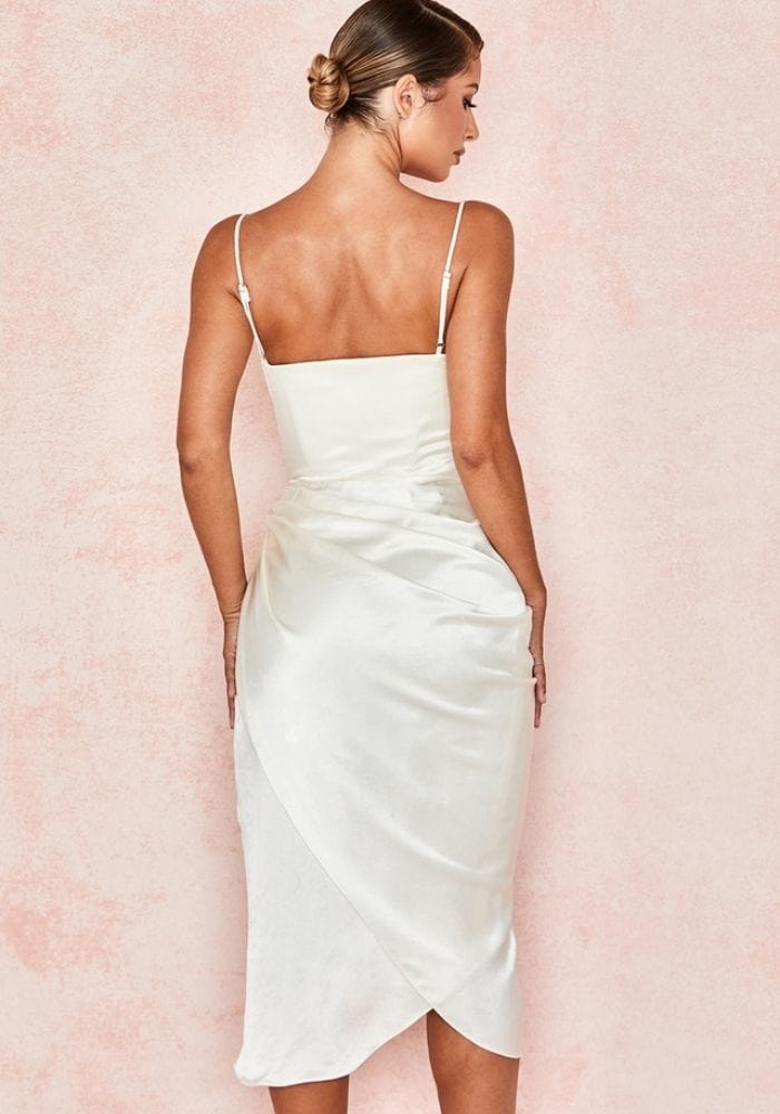 Satin White Midi Dress